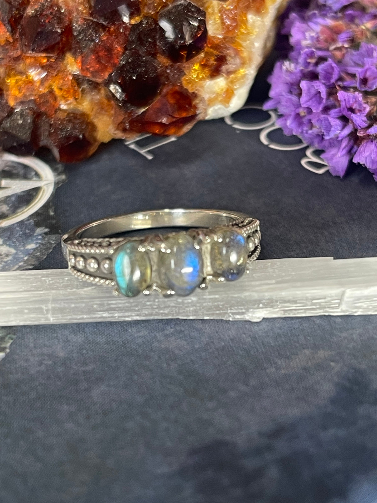 Labradorite Ring Size 10 #2 - “I welcome change and transformation into my life”.