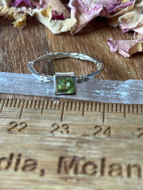 Peridot Silver Ring Size 7 -  “I welcome abundance in all areas of my life”.