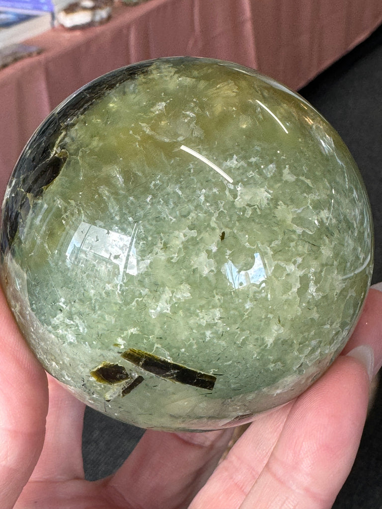 Prehnite and Epidote Sphere 565g 7.5cm