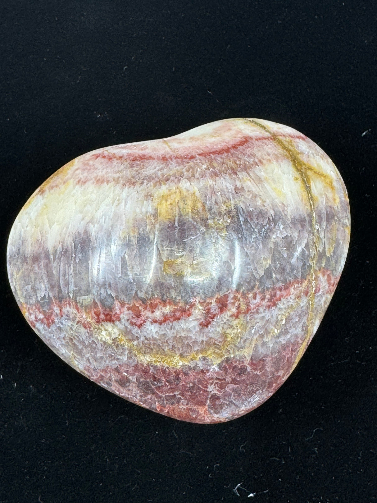 Red Banded Calcite Heart 146g - For Detoxification & Energy. “I love &amp; appreciate my body