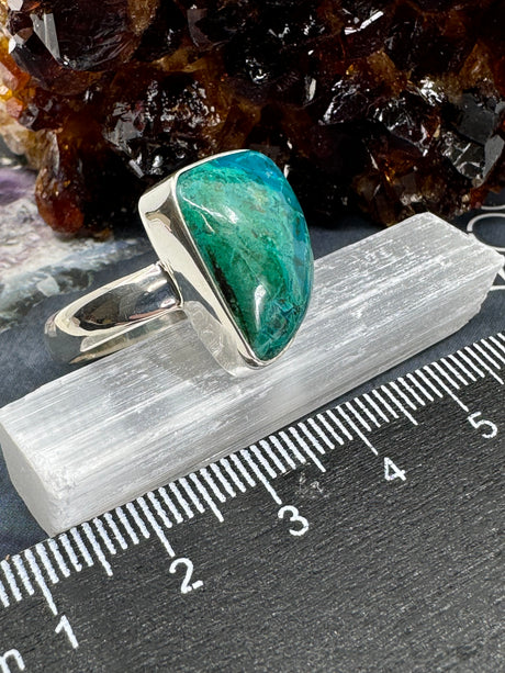 Chrysocolla Silver Ring Size 10 #8 - "I am not afraid to communicate my wisdom and truth."