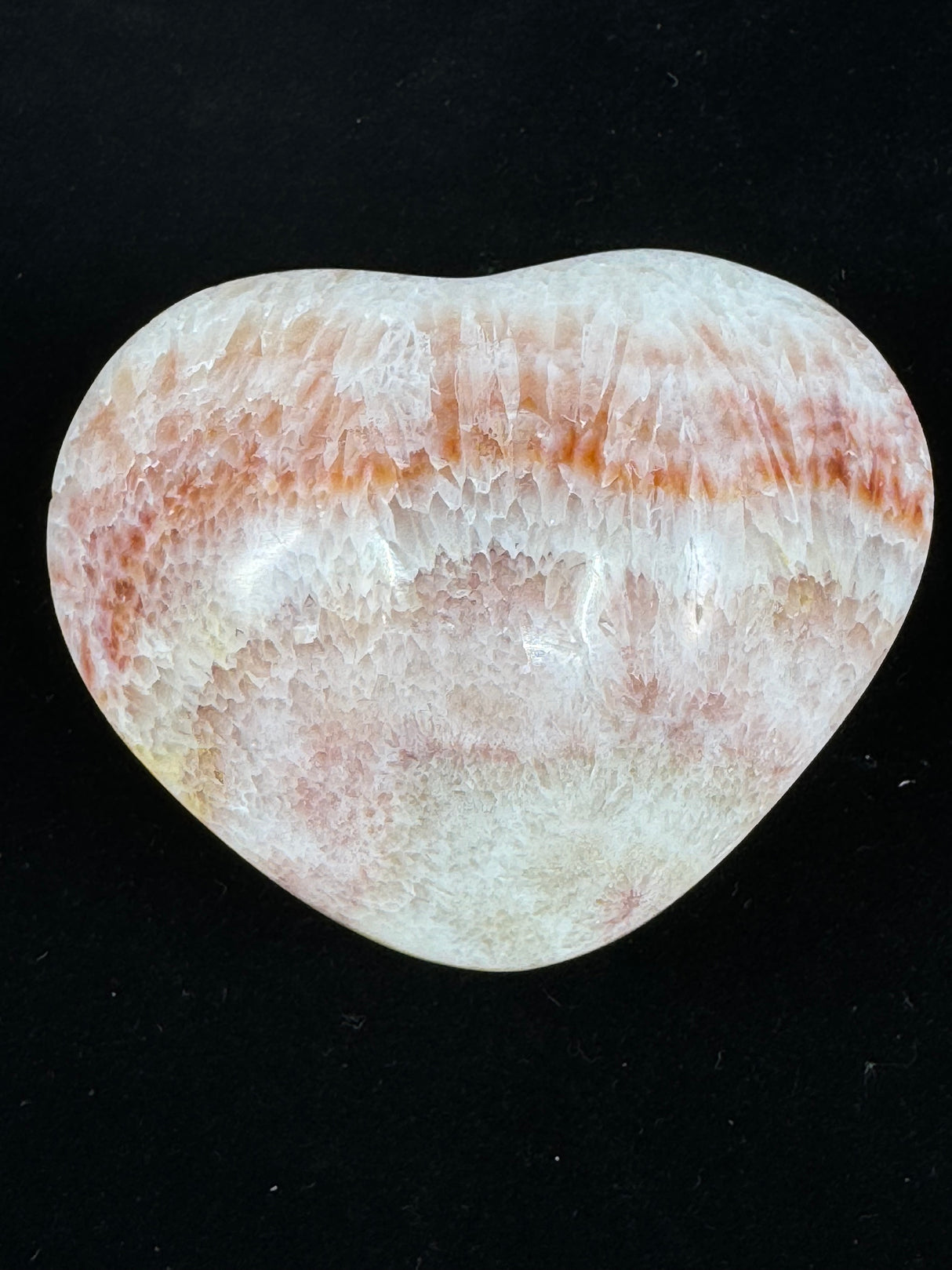 Red Banded Calcite Heart 117g - For Detoxification & Energy. “I love & appreciate my body".