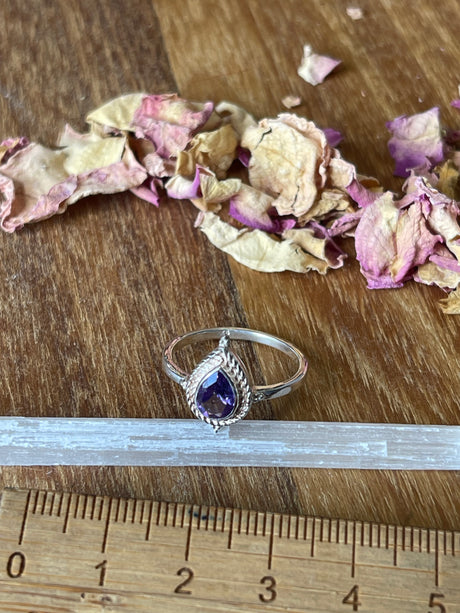 Amethyst Silver Ring Size 7.5 - “I trust my intuition and allow it to guide me each day”