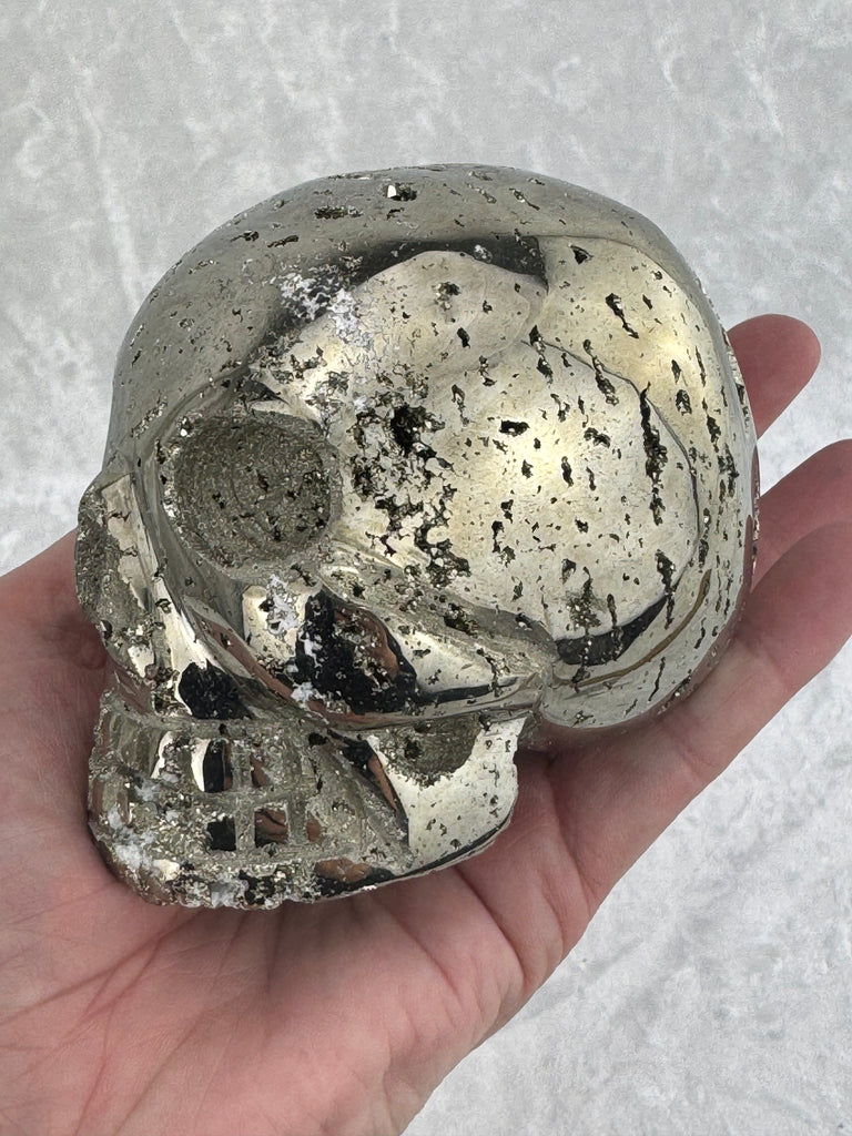 Pyrite Skull Carving #4 - 1.256kilos - Protection & Energy