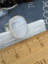 Rainbow Moonstone Silver Ring Size 8 - “My mind is open to new possibilities and opportunities”.