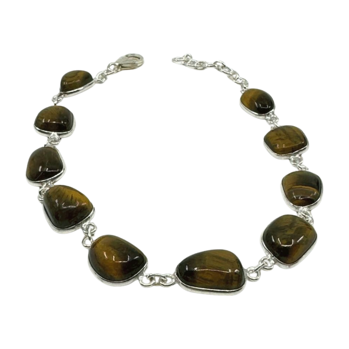 Tiger Eye Sterling Silver Bracelet - "I have the strength to overcome challenges and setbacks.”