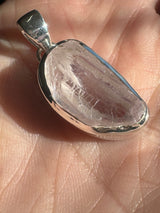 Pink Kunzite Unpolished Silver Pendant and Chain - “I am open to receive Divine Love and to accept joy into my life"