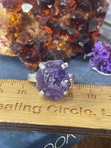 Amethyst Unpolished Silver Ring Size 10 #1 - “I trust my intuition and allow it to guide me each day”