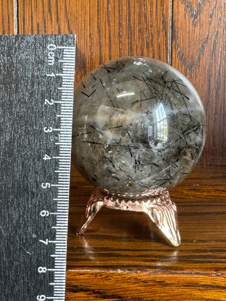 Black Tourmaline in Quartz Sphere 321g- Protection