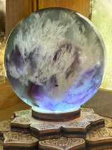 Snowflake Fluorite Sphere #7 285g - Concentration. Organised.