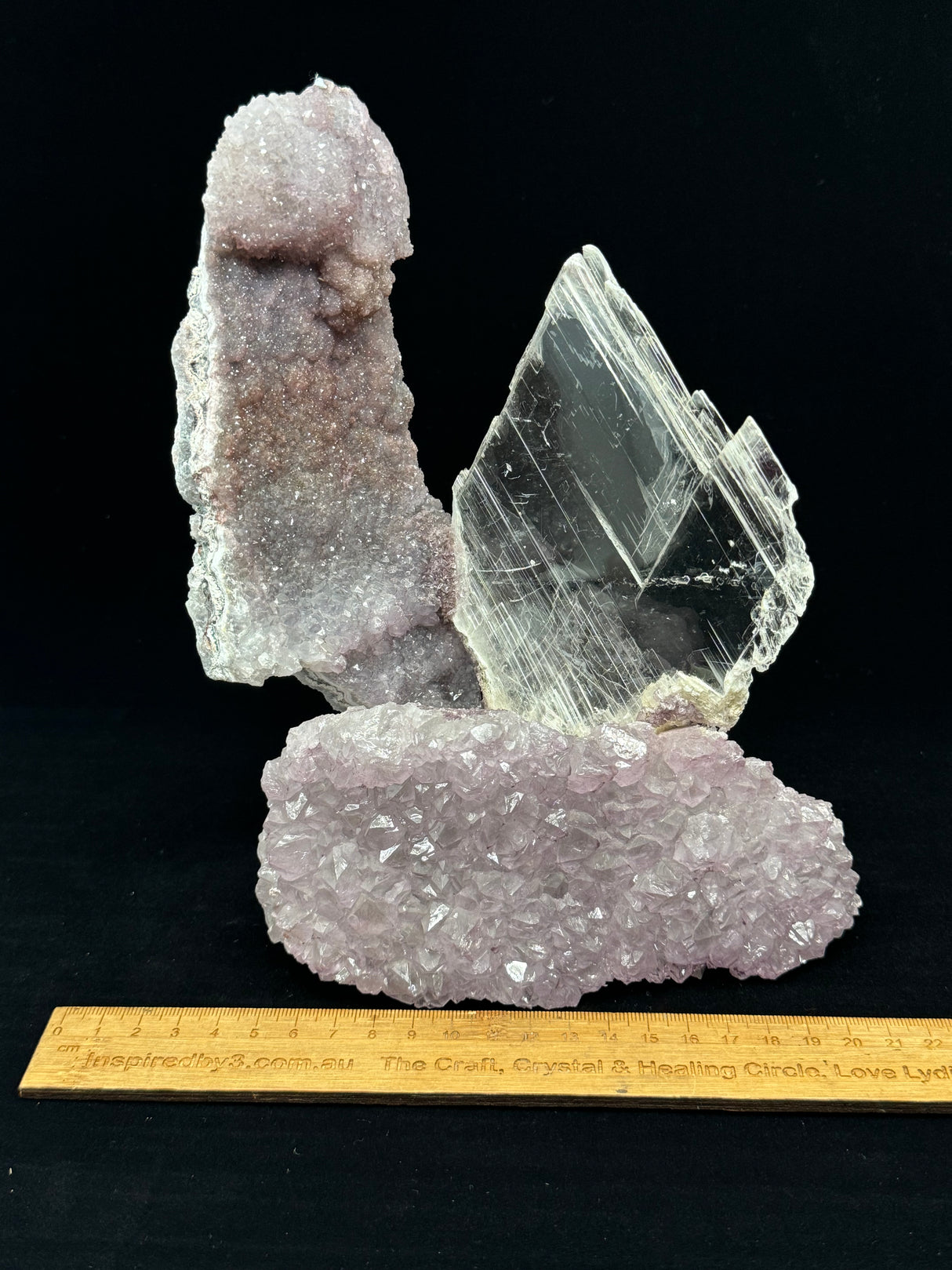 Flower Amethyst w Selenite Angel wing- 1.6kg