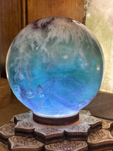 Snowflake Fluorite Sphere #7 285g - Concentration. Organised.