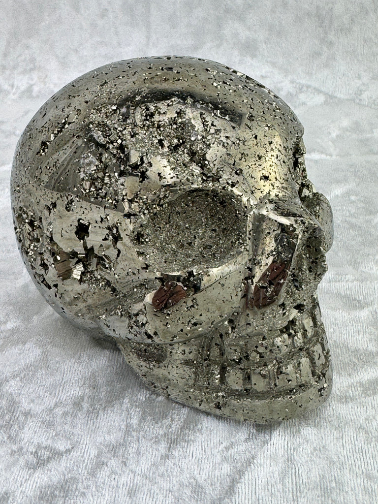 Pyrite Skull Carving #6 - 1.079kilos - Protection & Energy