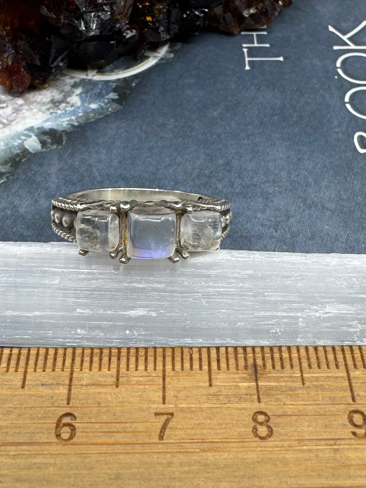 Rainbow Moonstone Silver Ring Size 8 - “My mind is open to new possibilities and opportunities”.