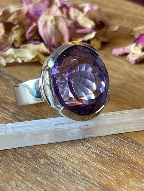 Amethyst Silver Ring Size 7