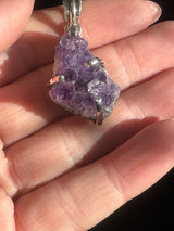 Amethyst Cluster Silver Pendant - Intuition & Protection