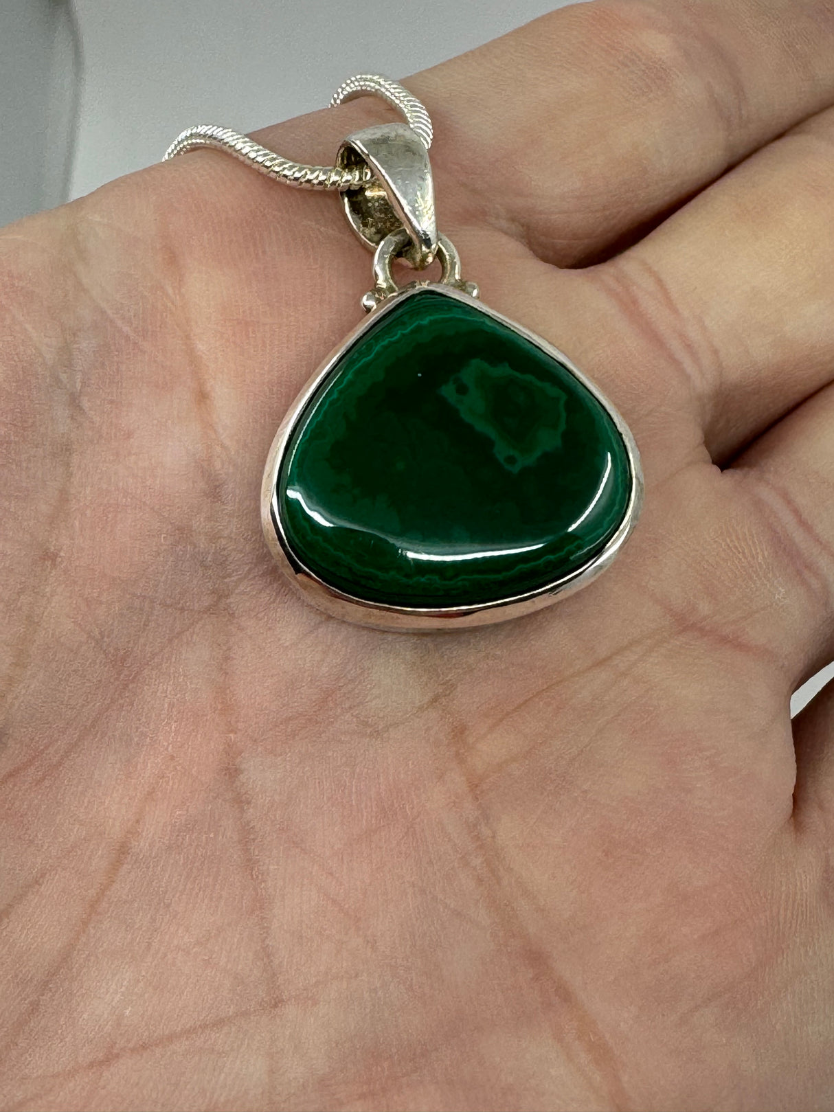 Malachite Silver Pendant - "I choose to radiate love, kindness, and positive energy."