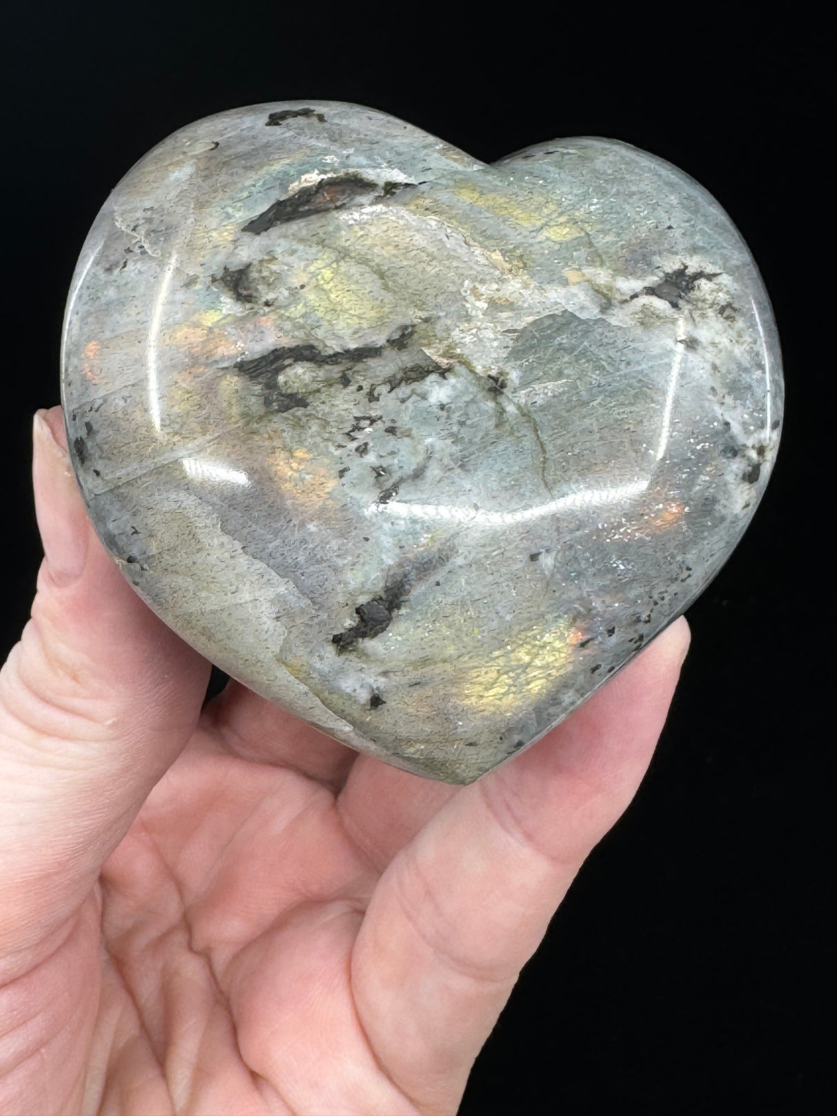 Labradorite Heart 194g - “I welcome change and transformation into my life”.