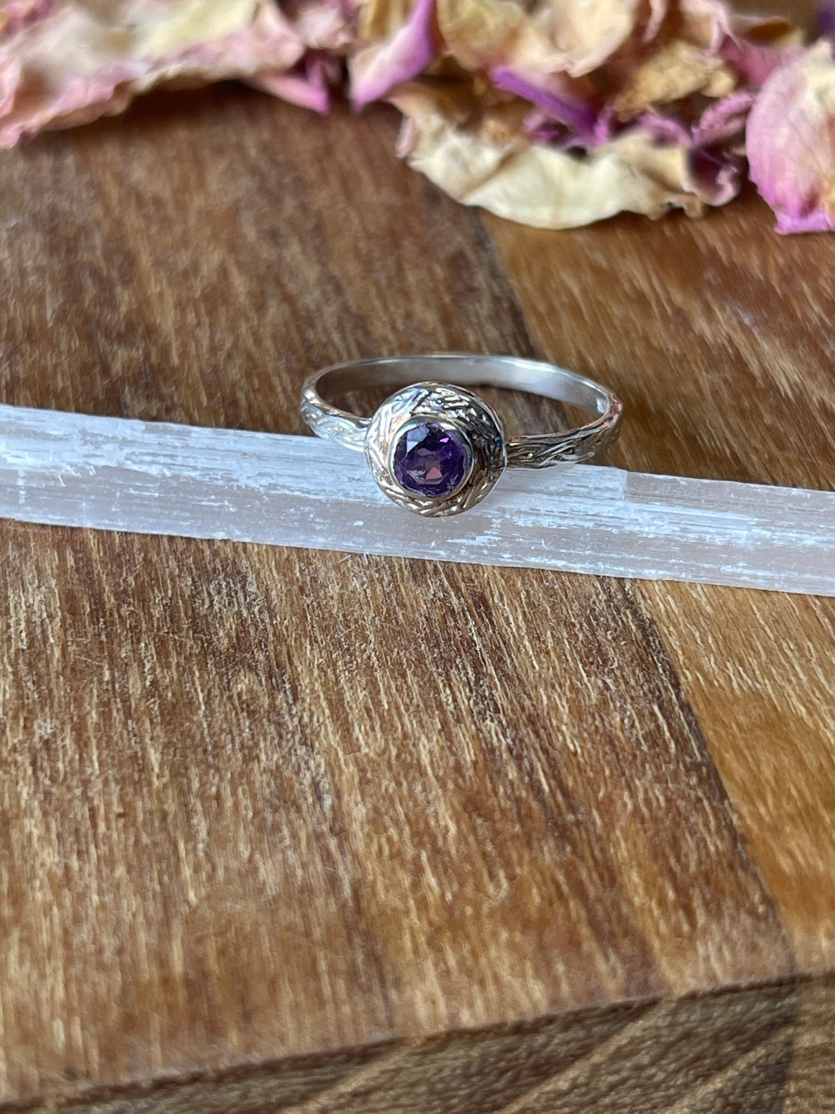 Amethyst Silver Ring Size 7 - “I trust my intuition and allow it to guide me each day”