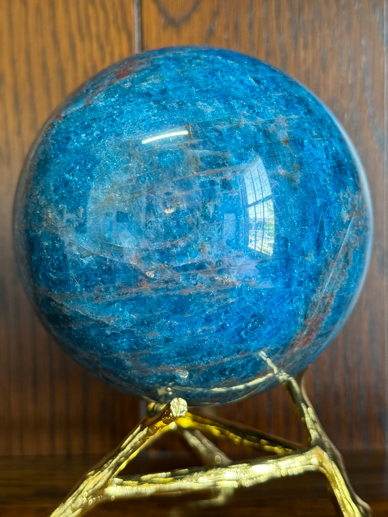 Blue Apatite Sphere #4 2.2kilos-  "I work relentlessly each day to achieve my goals."