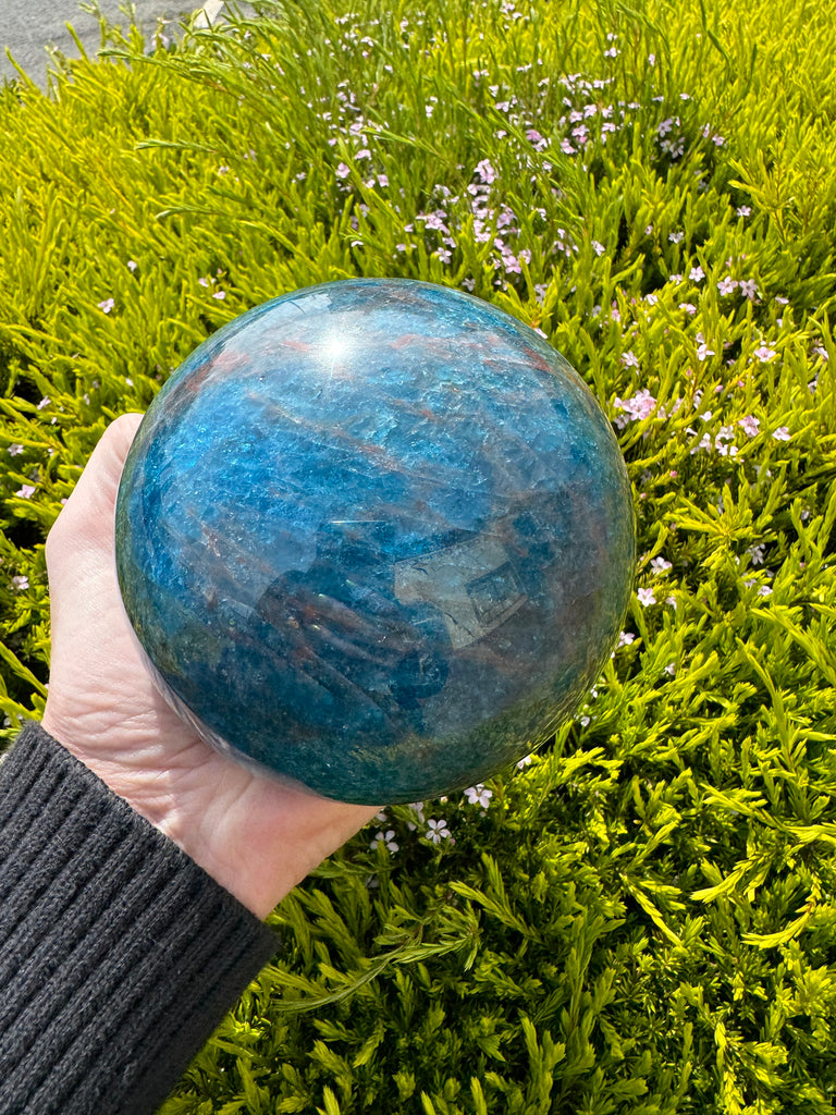 Blue Apatite Sphere #4 2.2kilos-  "I work relentlessly each day to achieve my goals."