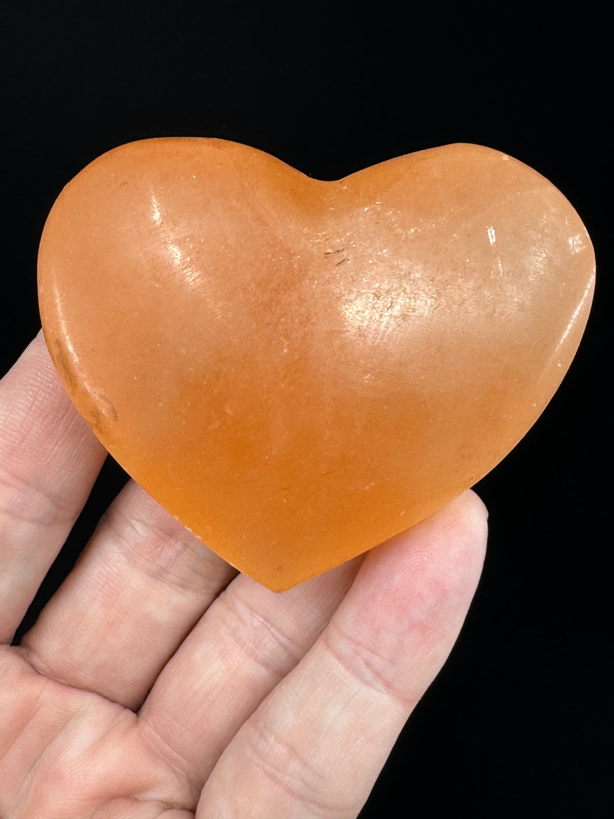 Orange Selenite Heart 6cm - I am alert, focused, and attentive at all times."