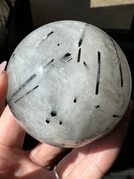 Black Tourmaline in Quartz Sphere 455g- Protection