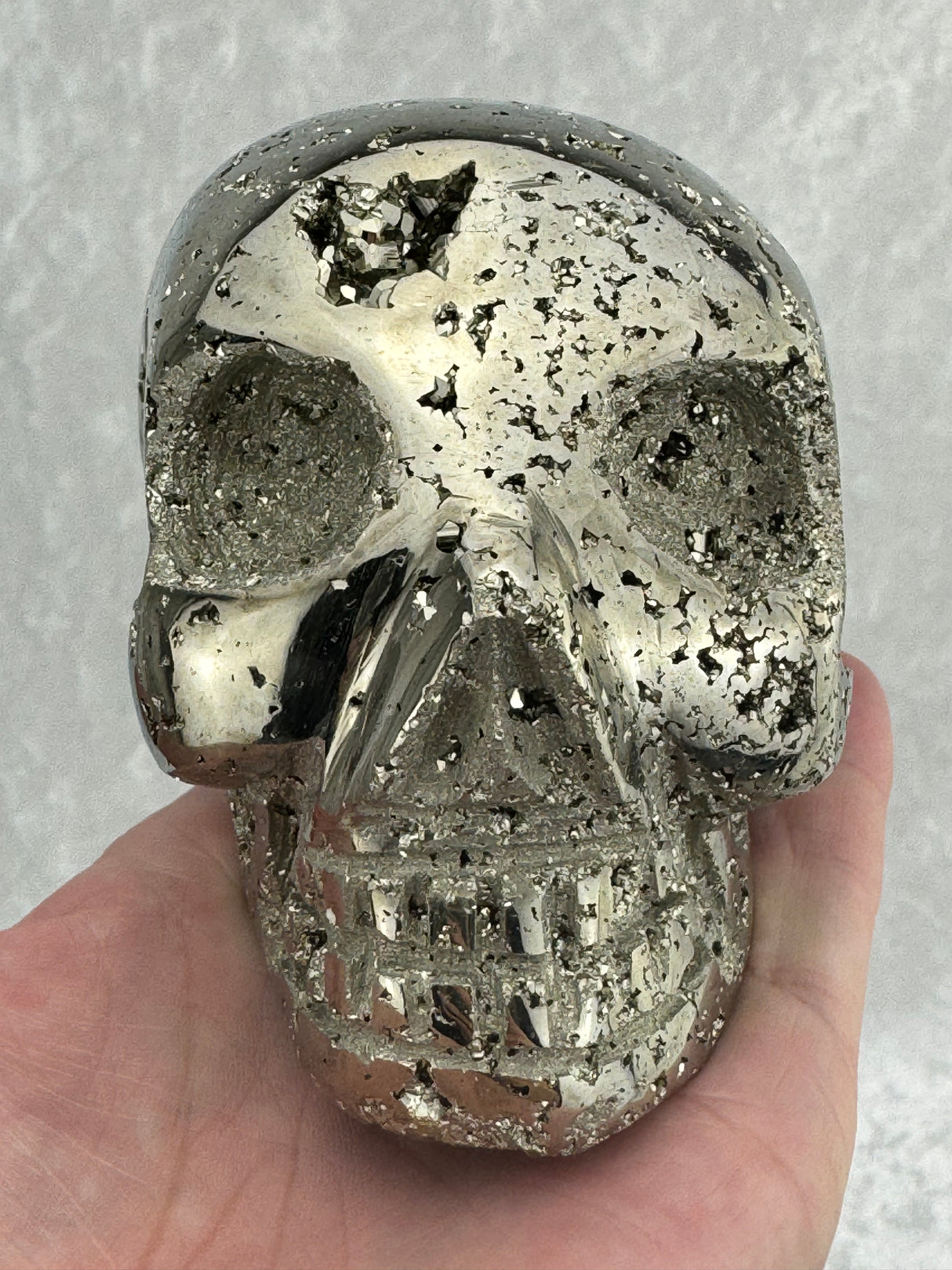 Pyrite Skull Carving #3 - 1.326kilos - Protection & Energy