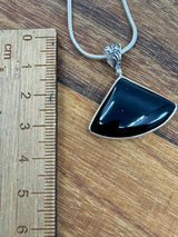 Black Obsidian Silver Pendant - "I release negative energy within and around me."