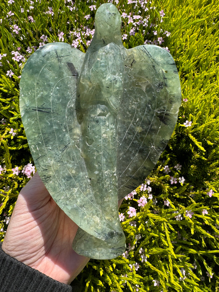 Prehnite and Epidote Angel Carving - 876g 18cm