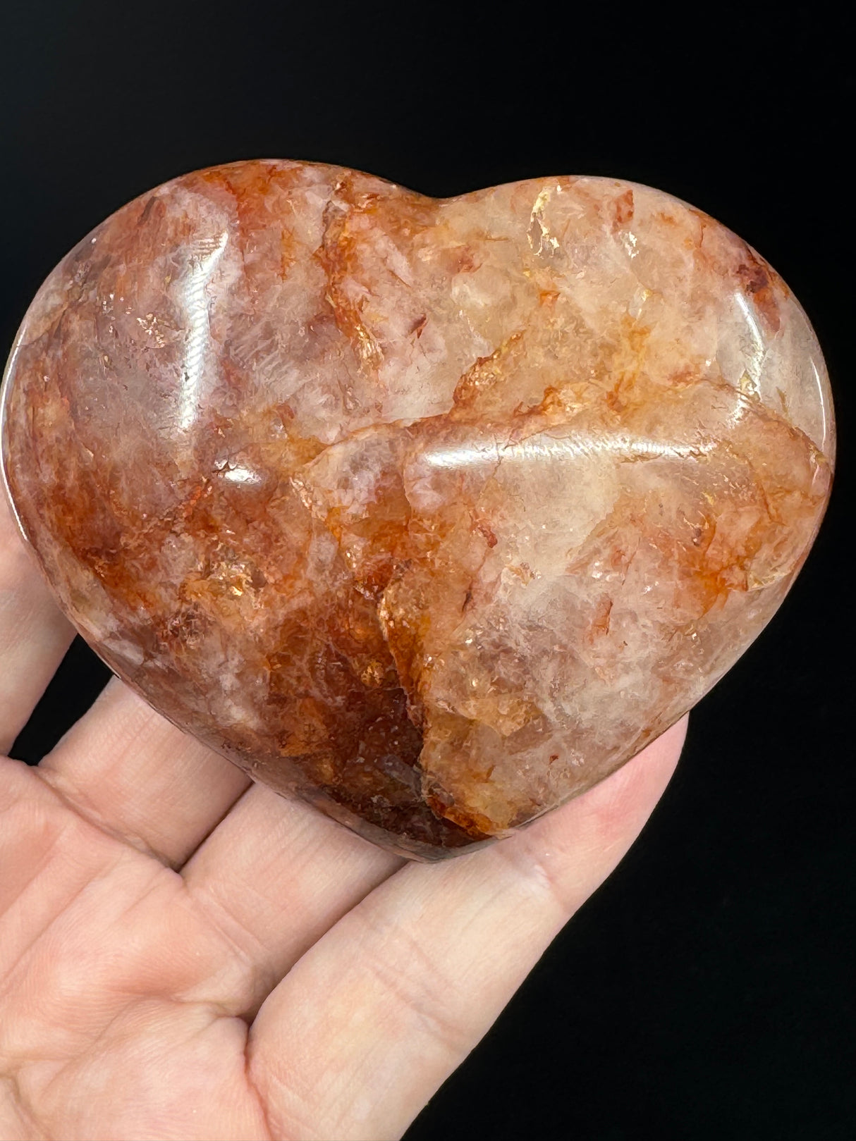 Fire Quartz Heart, Hematite Inclusions  252g - "My thoughts are clear, grounded, and focused."