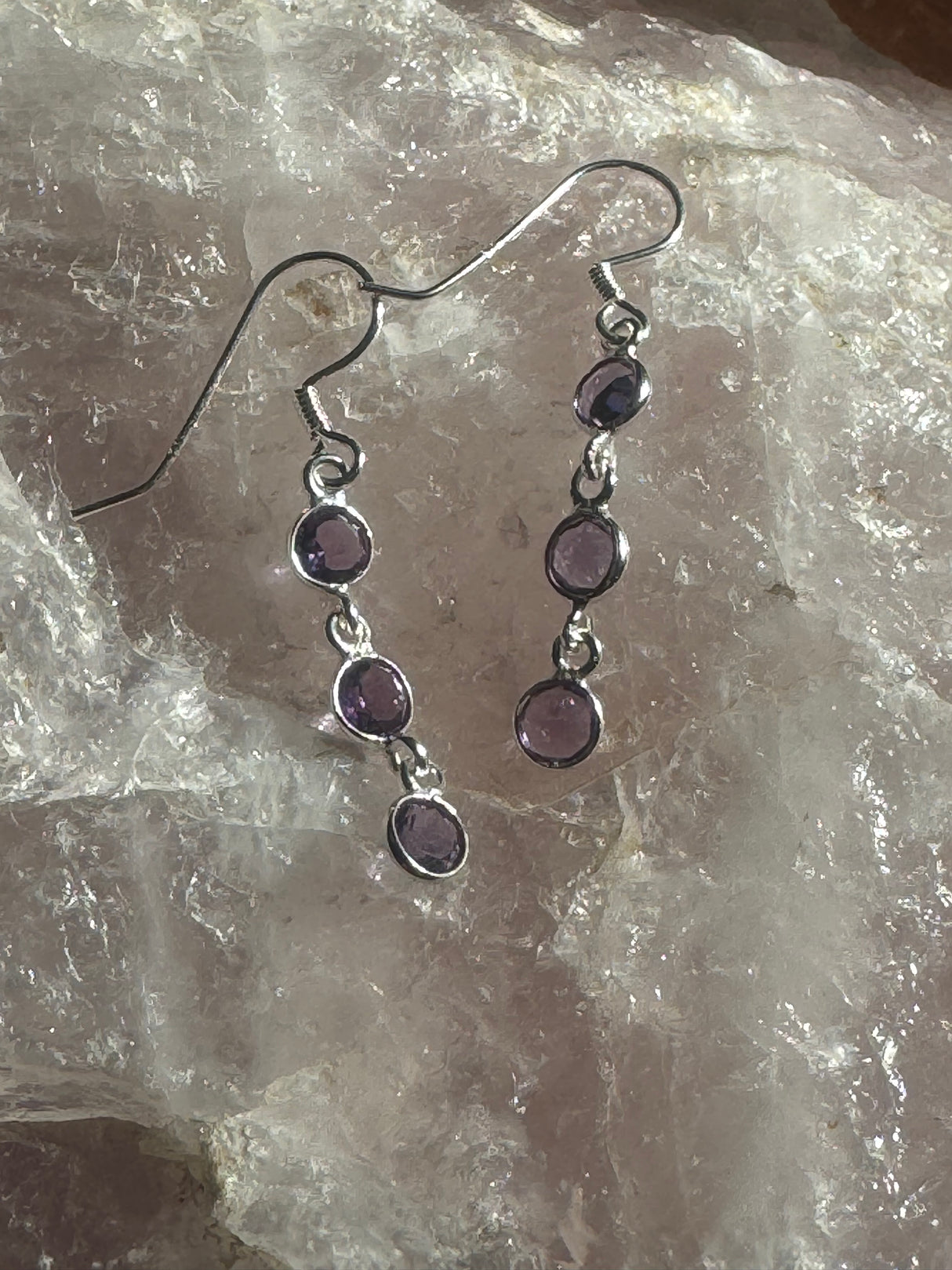 Amethyst Silver Earrings- Intuition & Protection