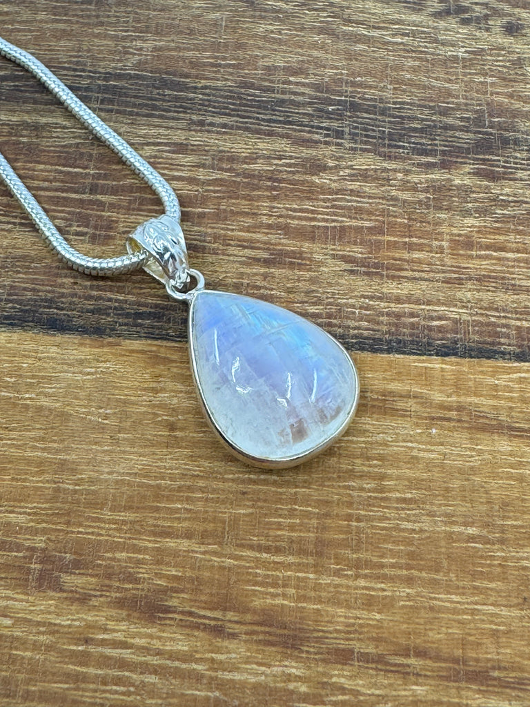 Moonstone Rainbow Silver Pendant - “My mind is open to new possibilities and opportunities”.