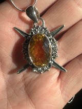 Citrine XL Silver Pendant & Silver Chain - Manifestation. Balance.