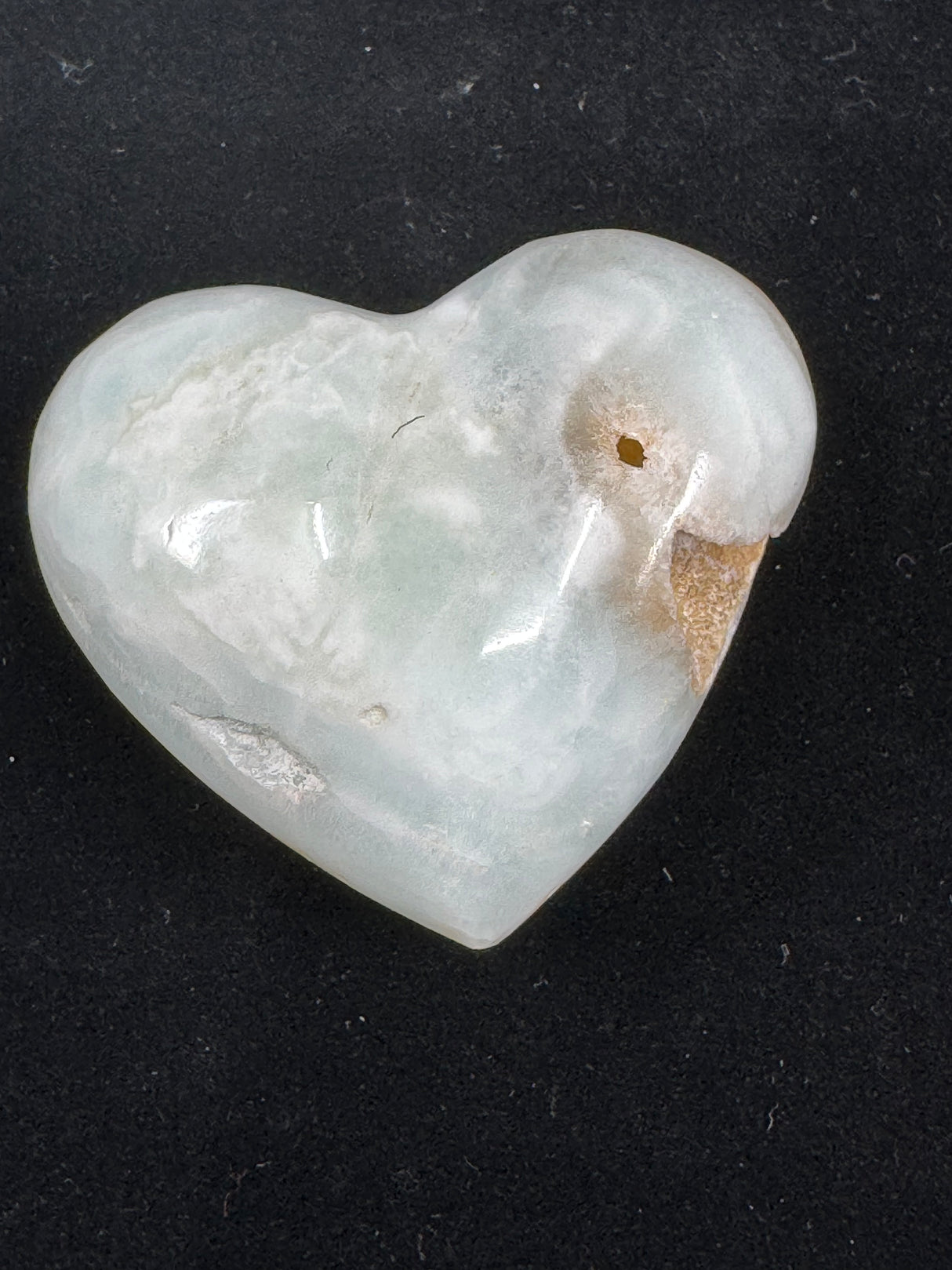 Caribbean Calcite Heart 57g - "I am calm and at peace with myself and others."