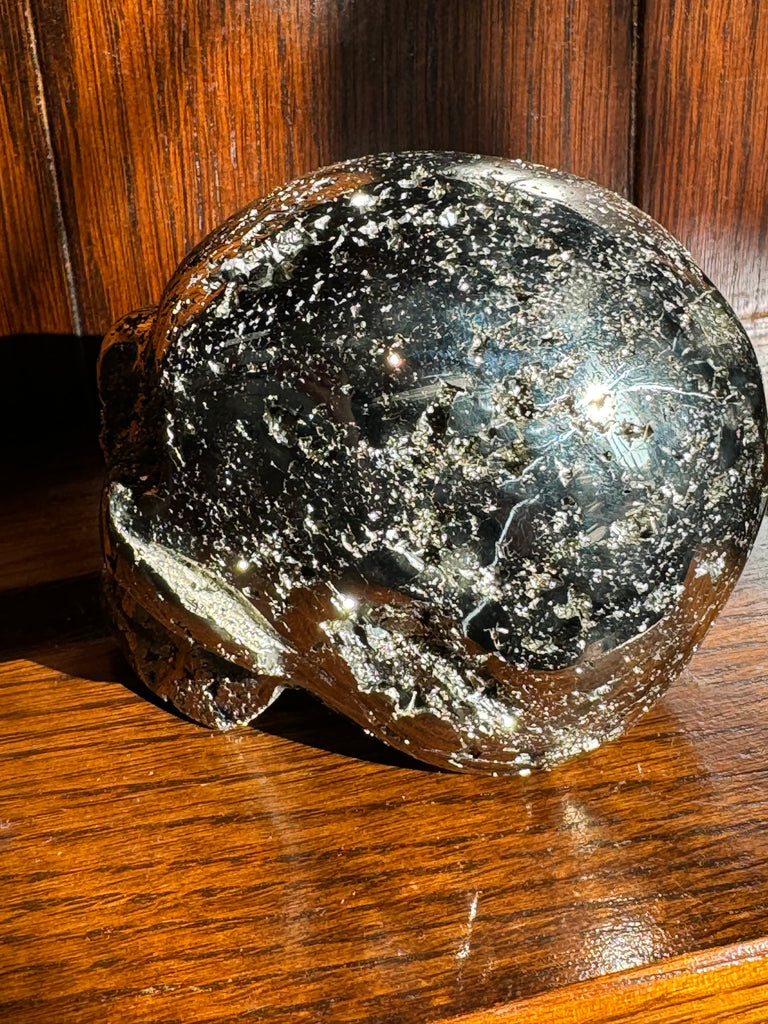 Pyrite Skull Carving #6 - 1.079kilos - Protection & Energy