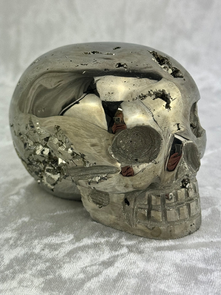 Pyrite Skull Carving #8 - 1.124kilos - Protection & Energy