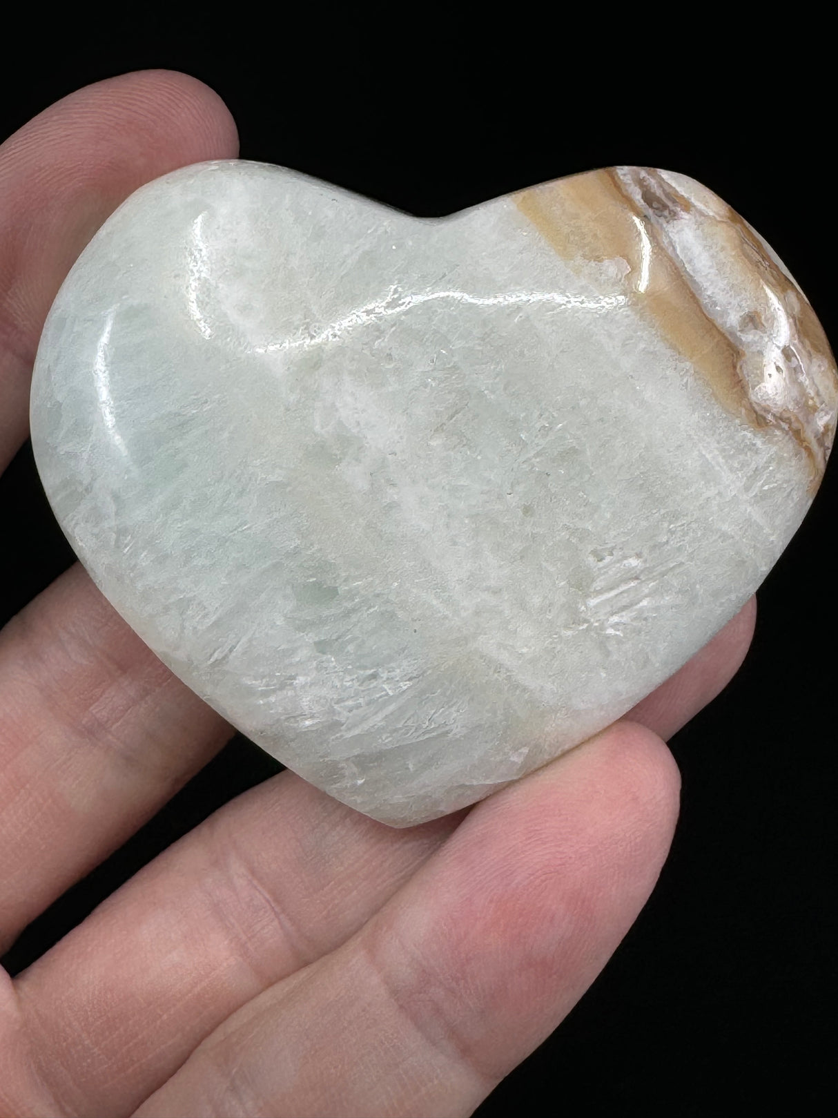 Caribbean Calcite Heart 97g - "I am calm and at peace with myself and others."