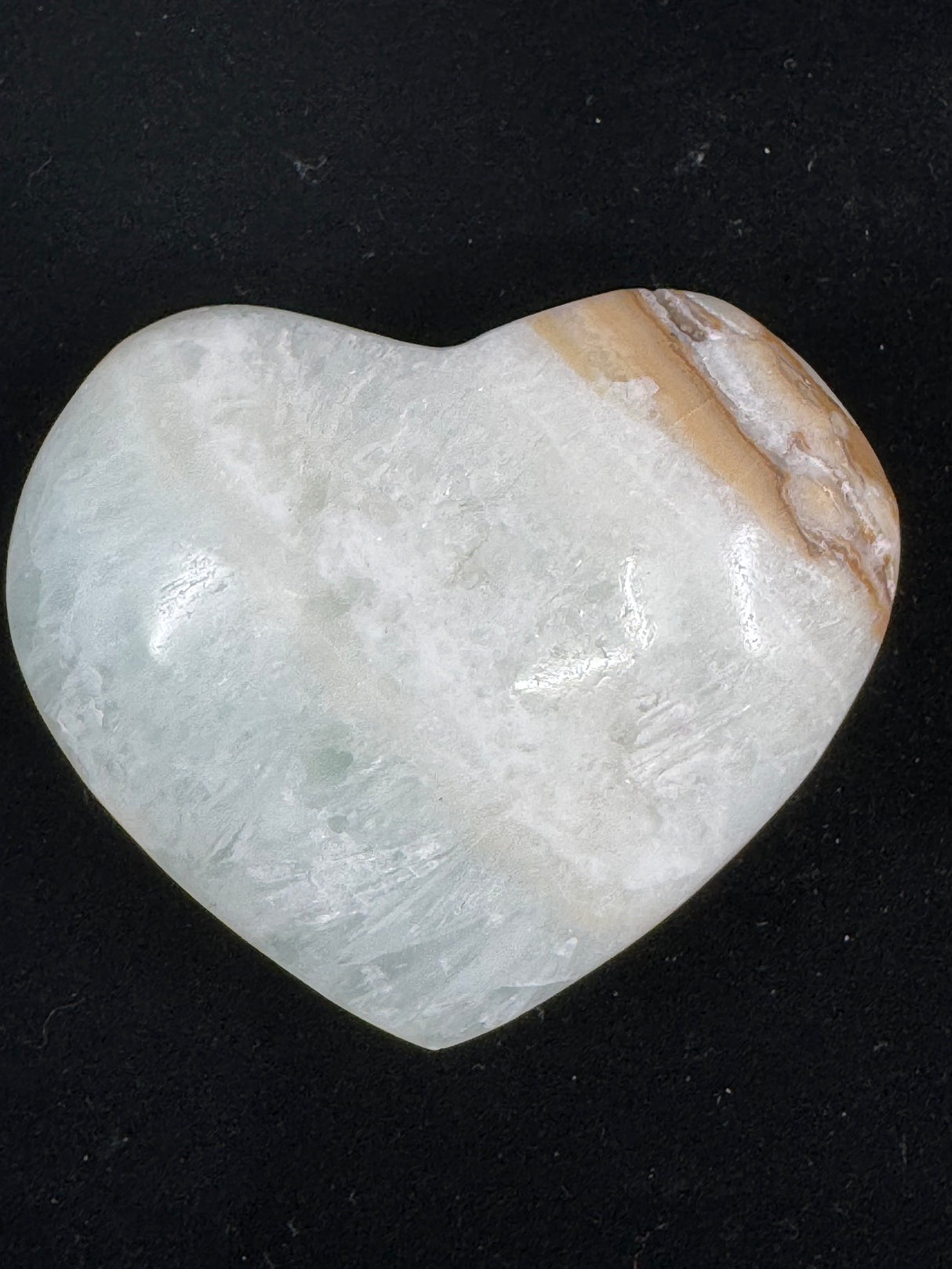 Caribbean Calcite Heart 97g - "I am calm and at peace with myself and others."