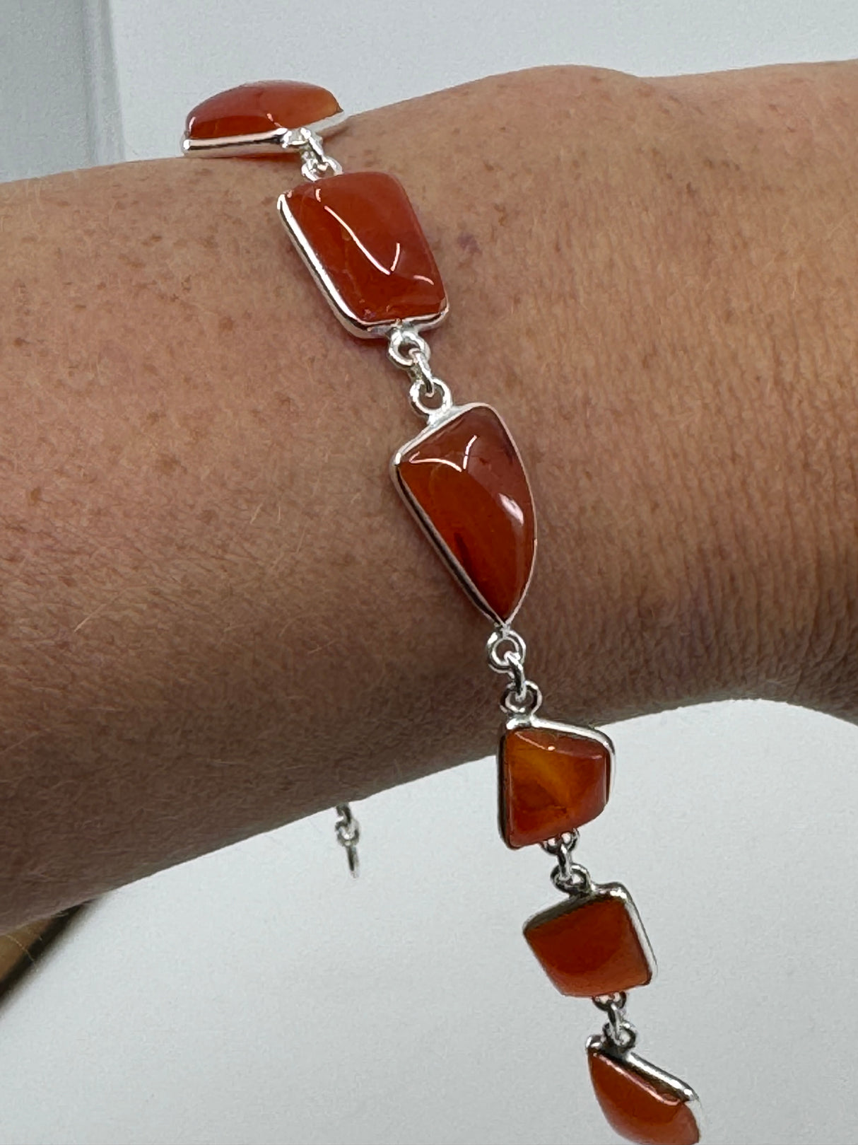 Carnelian Sterling Silver Bracelet - "I am full of creative energy and new ideas."