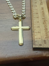 18 Carat Yellow Gold Mariner Link Chain 66cm with 18 Carat Yellow Gold Cross