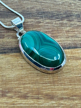 Malachite Silver Pendant - "I choose to radiate love, kindness, and positive energy."