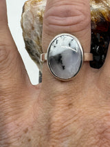 Dendritic Agate Silver Ring Size 8 - Earth Healer - Protection