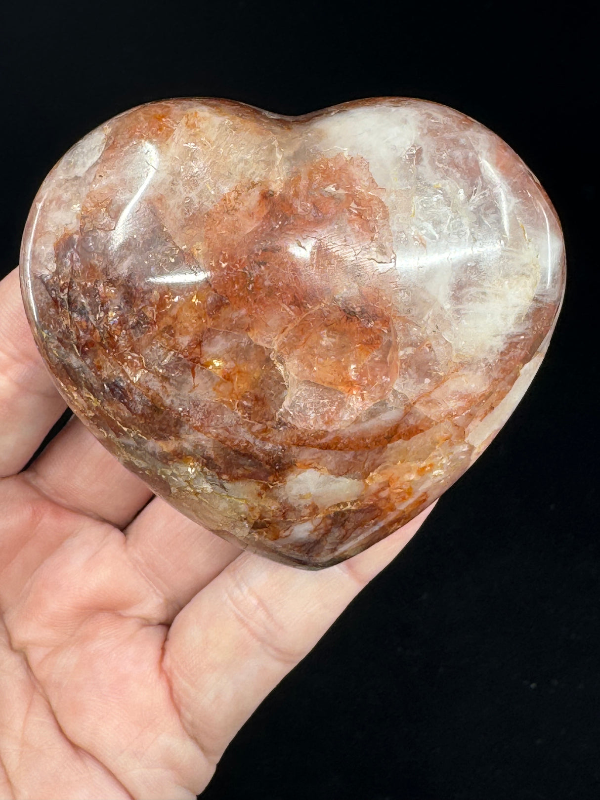 Fire Quartz Heart, Hematite Inclusions  221g - "My thoughts are clear, grounded, and focused."