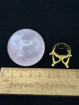 Rose Quartz Sphere on Crown Stand 95g- “I radiate love, beauty, confidence and grace”.