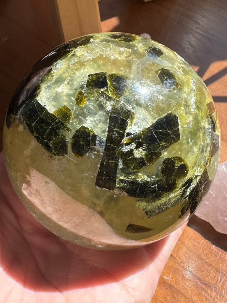 Prehnite and Epidote Sphere 565g 7.5cm