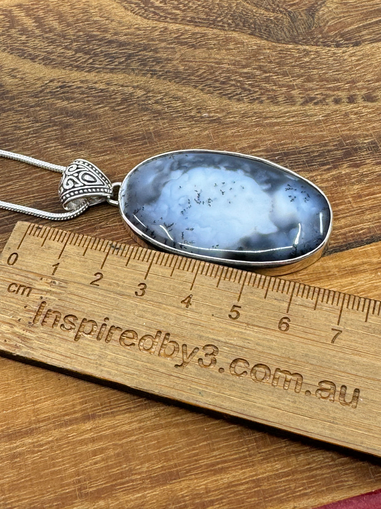 Dendritic Agate Large Silver Pendant  - Earth Healer