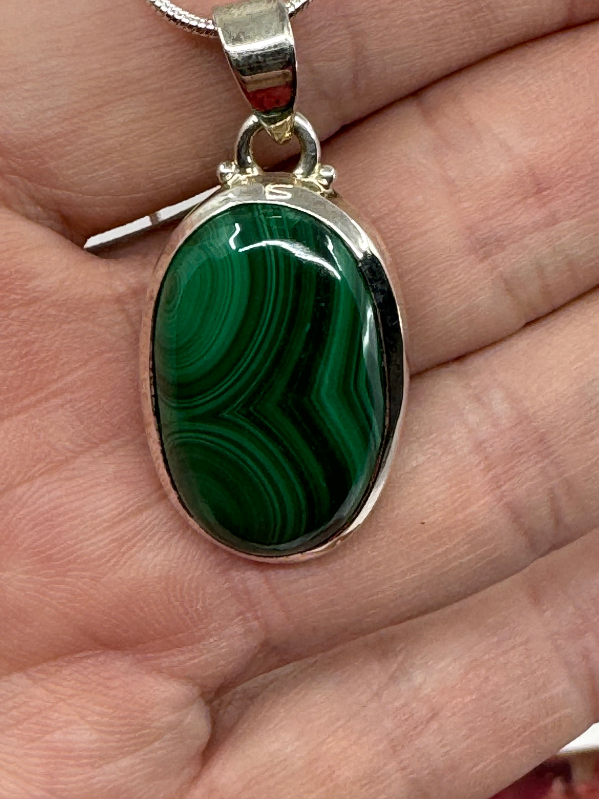 Malachite Silver Pendant - "I choose to radiate love, kindness, and positive energy."