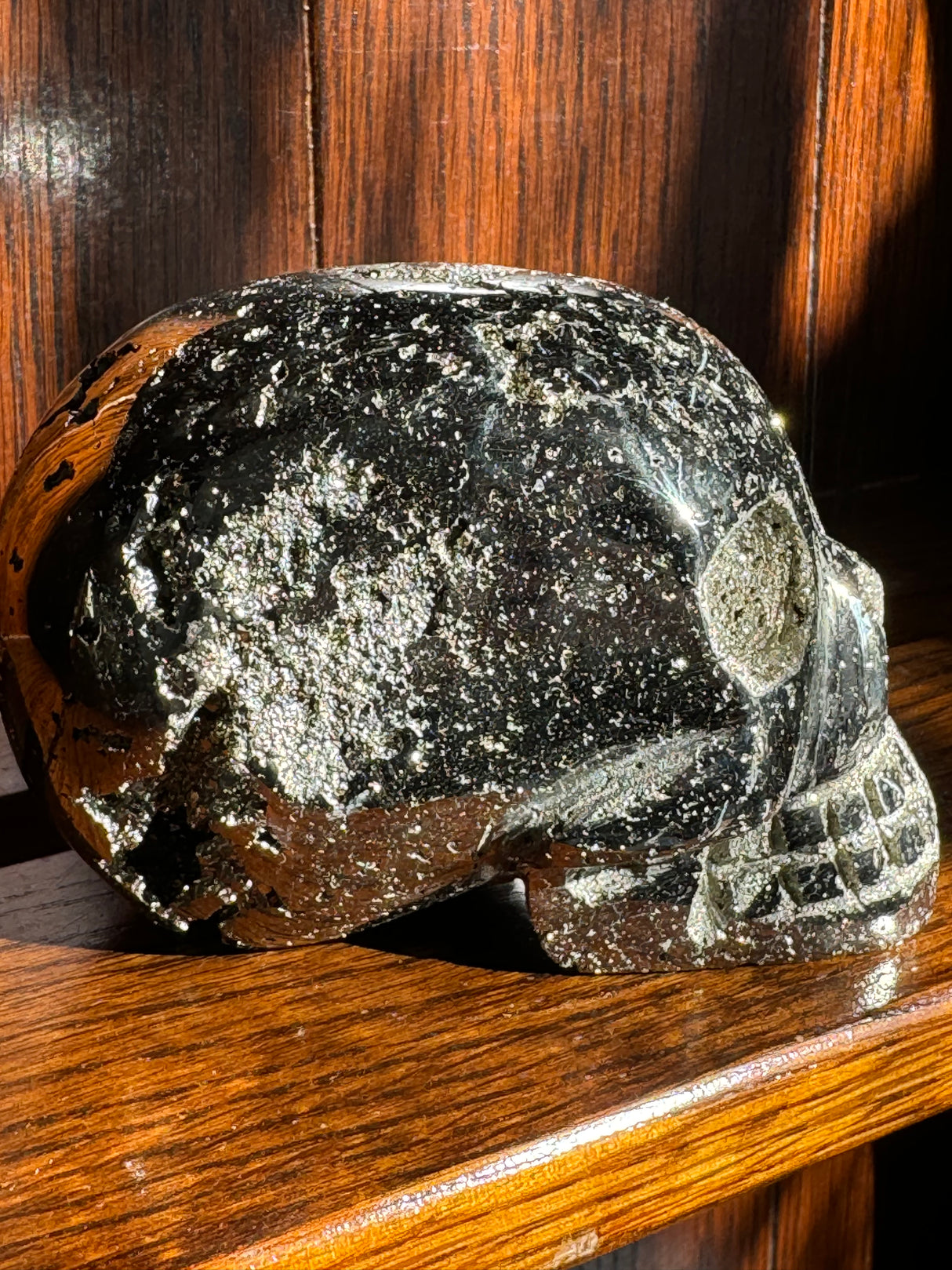 Pyrite Skull Carving #5 - 1.363kilos - Protection & Energy