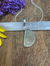 Prehnite Petite Sterling Silver Pendant & Chain - Spiritual Growth